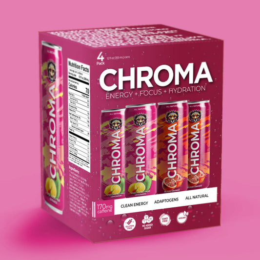 Chroma clean energy drink for focus and no crash - 4 can variety pack